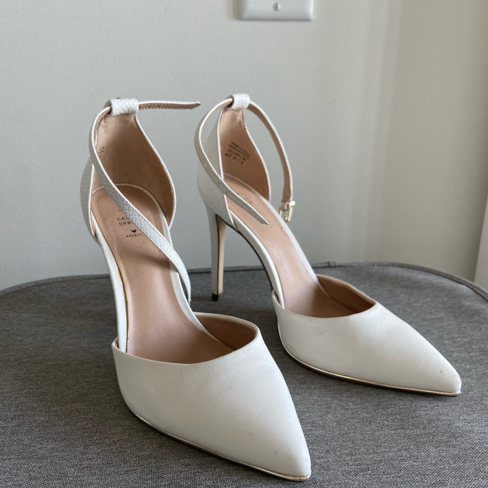 White Ankle Strap Heels